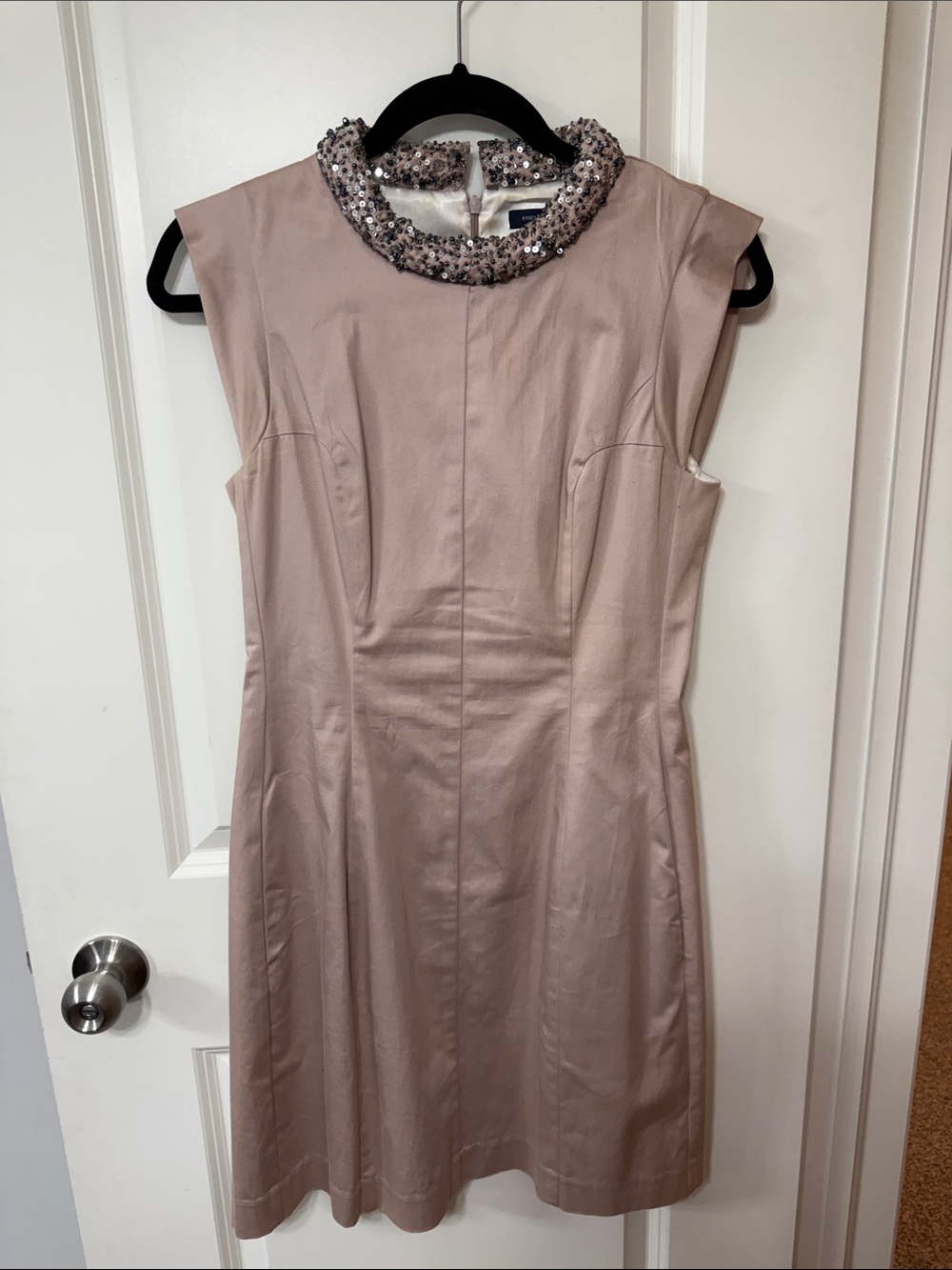Sleeveless Blush Pink Sequin Collar Dress -French Connection